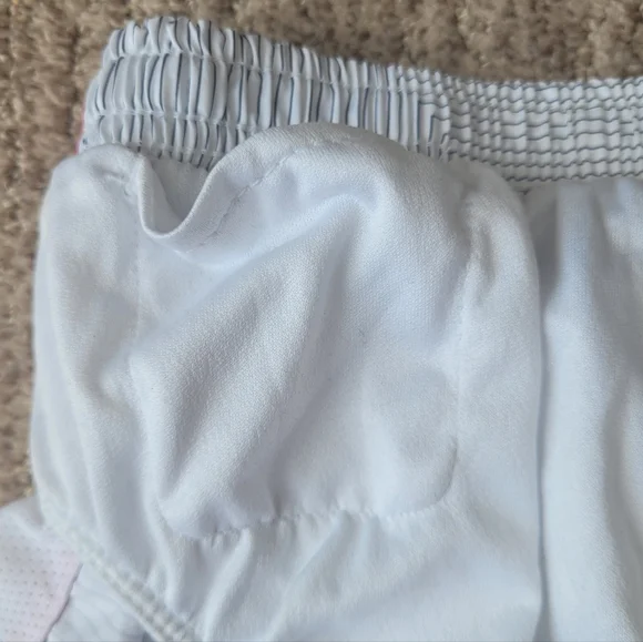 NIKE ATHLETIC SHORTS with LINER DRI FIT GYM RUN WHITE PINK MEDIUM - Picture 9 of 15